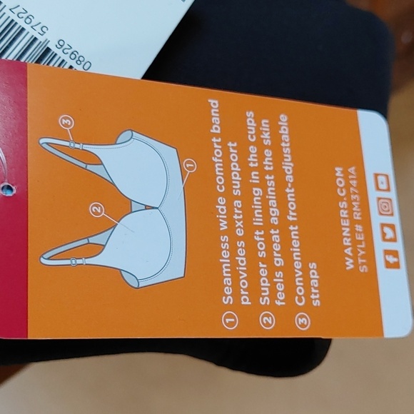 NWT Warners Black Wire Free Comfort Bra Size 36C - Picture 10 of 11